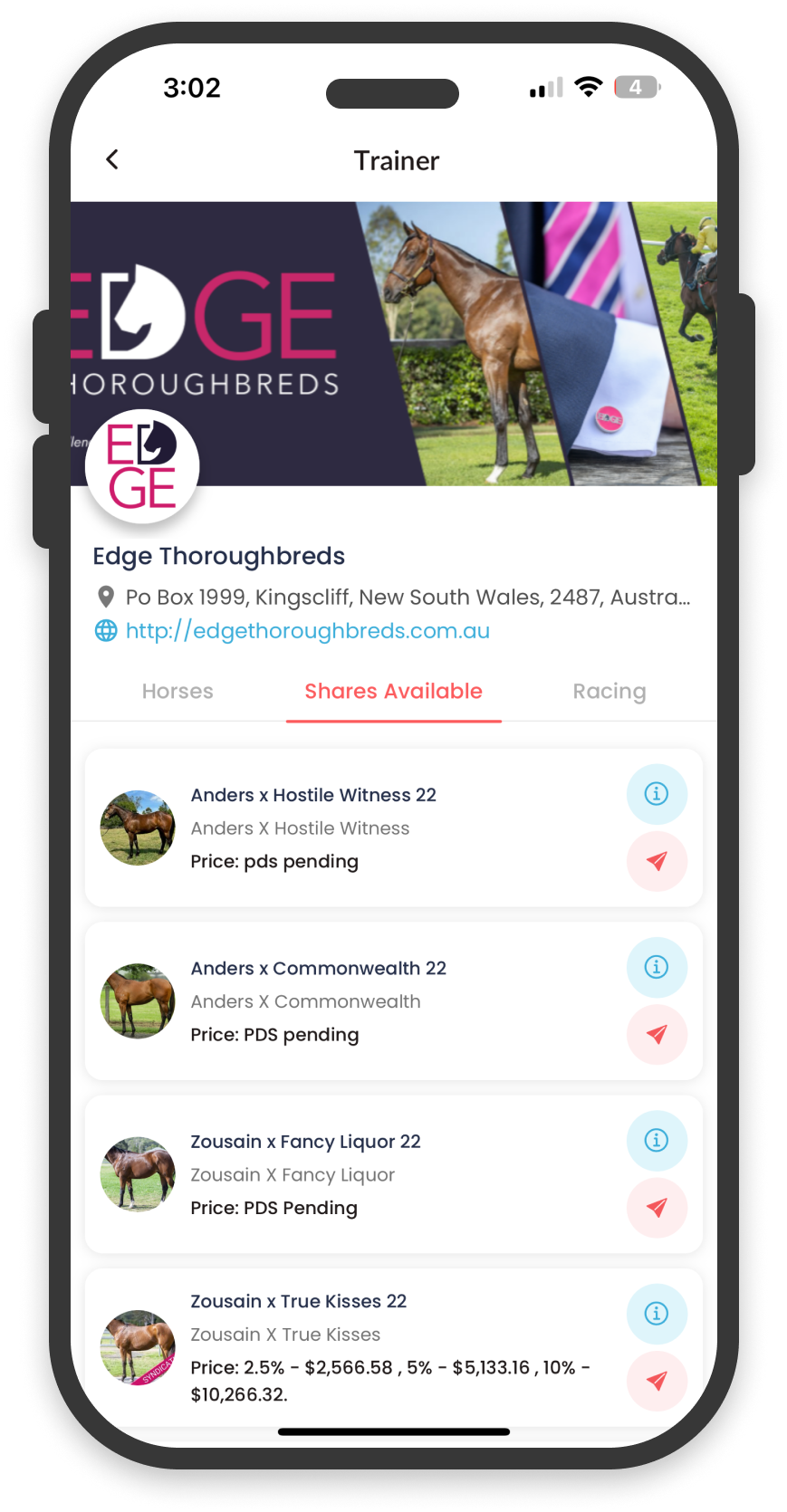 EDGE Thoroughbreds on mobile EDGE Thoroughbreds on mobile